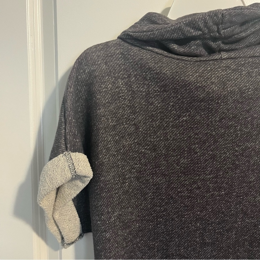 Derek Heart, Gray Short Sleeve sweat shirt with Pink Drawstrings and cowl neck. - Picture 7 of 9